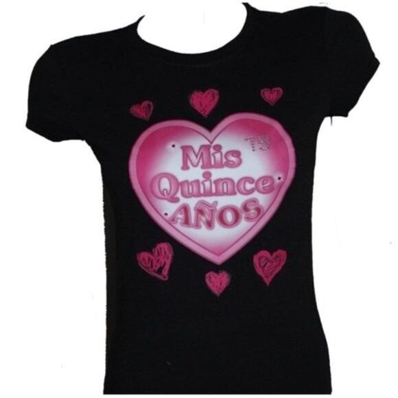 Mis Quince Anos Black Top Spanish Birthday - Picture 1 of 7